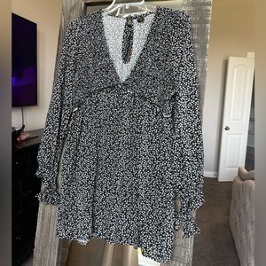 Black and white floral mini dress